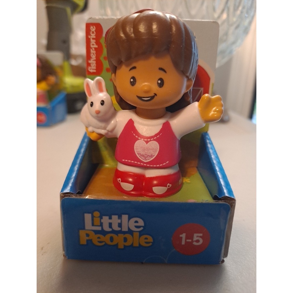 Fisher-Price Little People Mia Pink‎ Heart Shirt with White Bunny Rabbit New